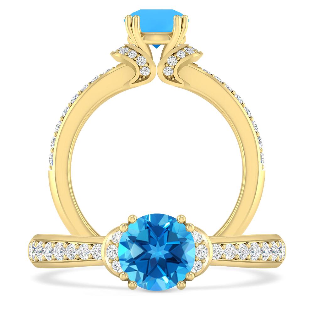 Yellow Gold - Blue Topaz