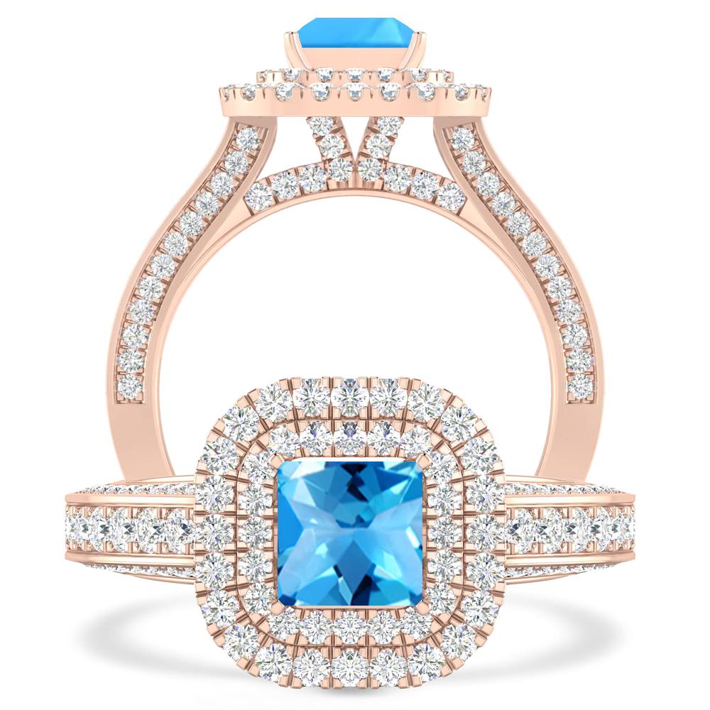 Rose Gold - Blue Topaz