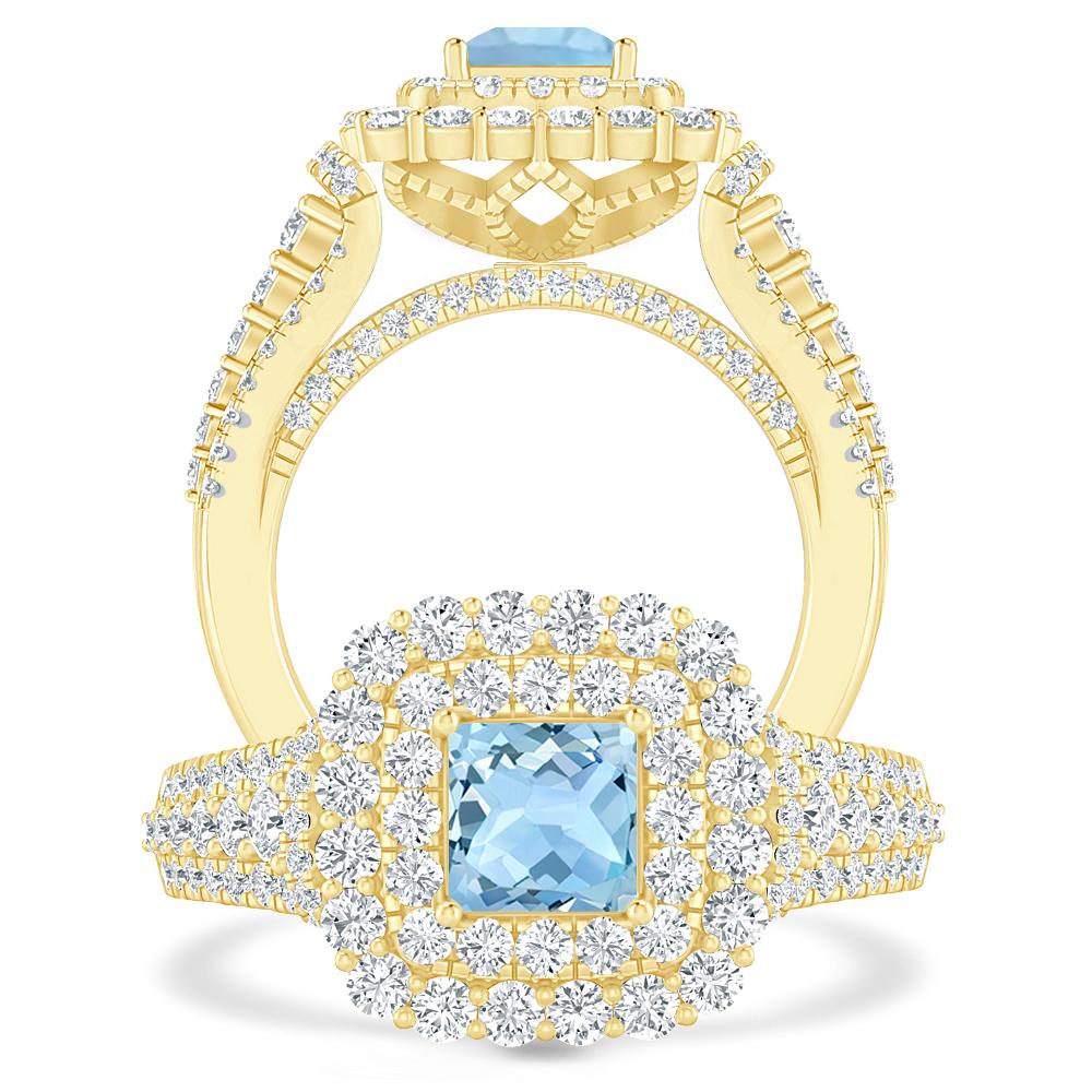Yellow Gold - Aquamarine