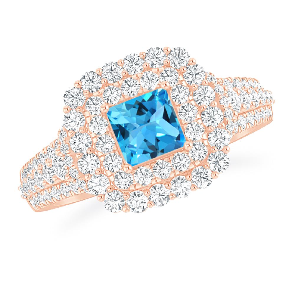 Rose Gold - Blue Topaz
