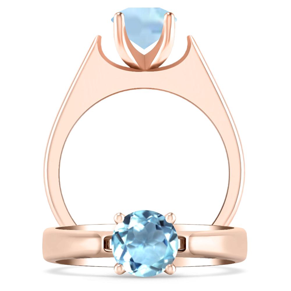 Rose Gold - Aquamarine