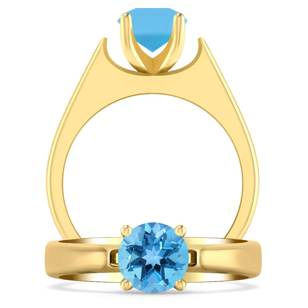 Yellow Gold - Blue Topaz