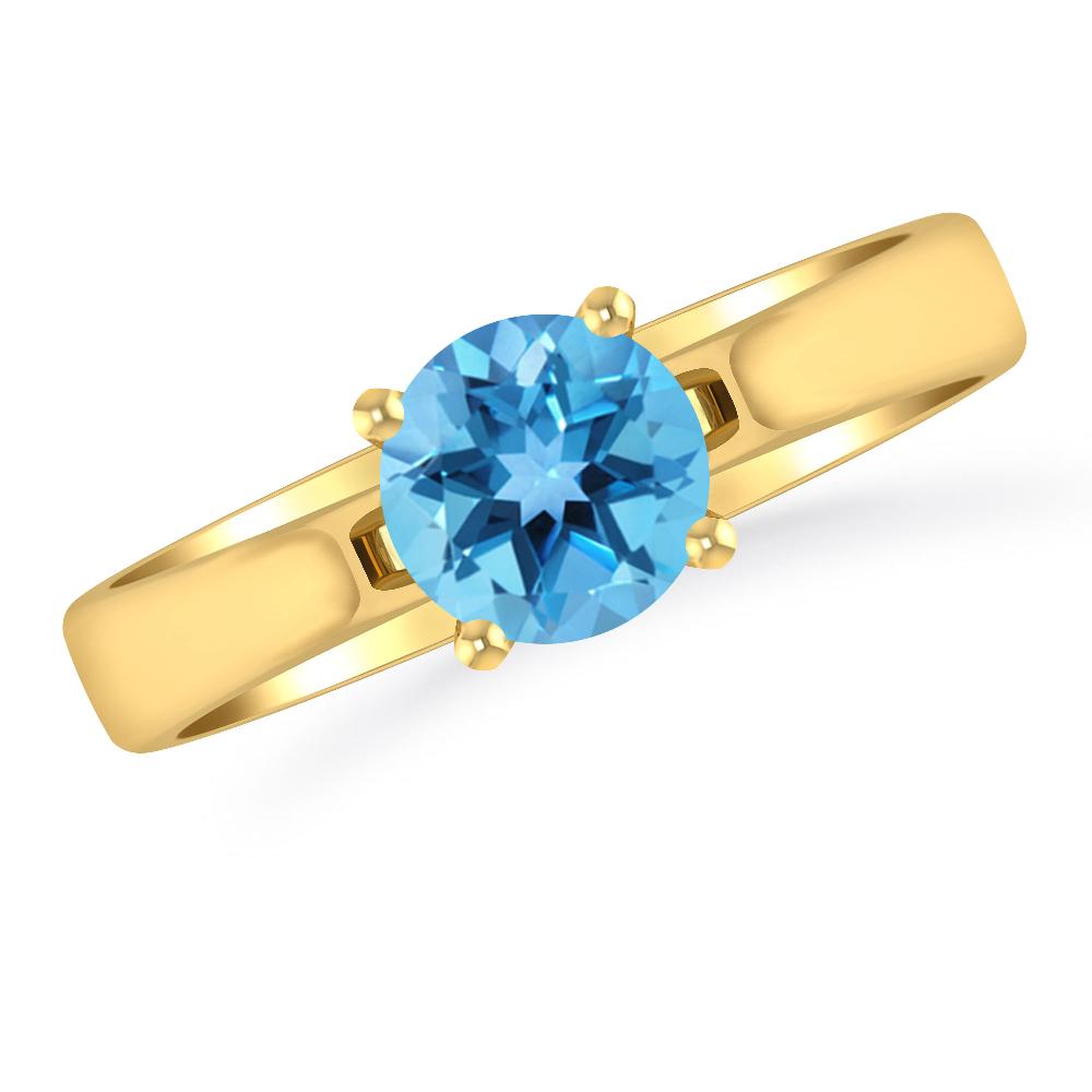 Yellow Gold - Blue Topaz