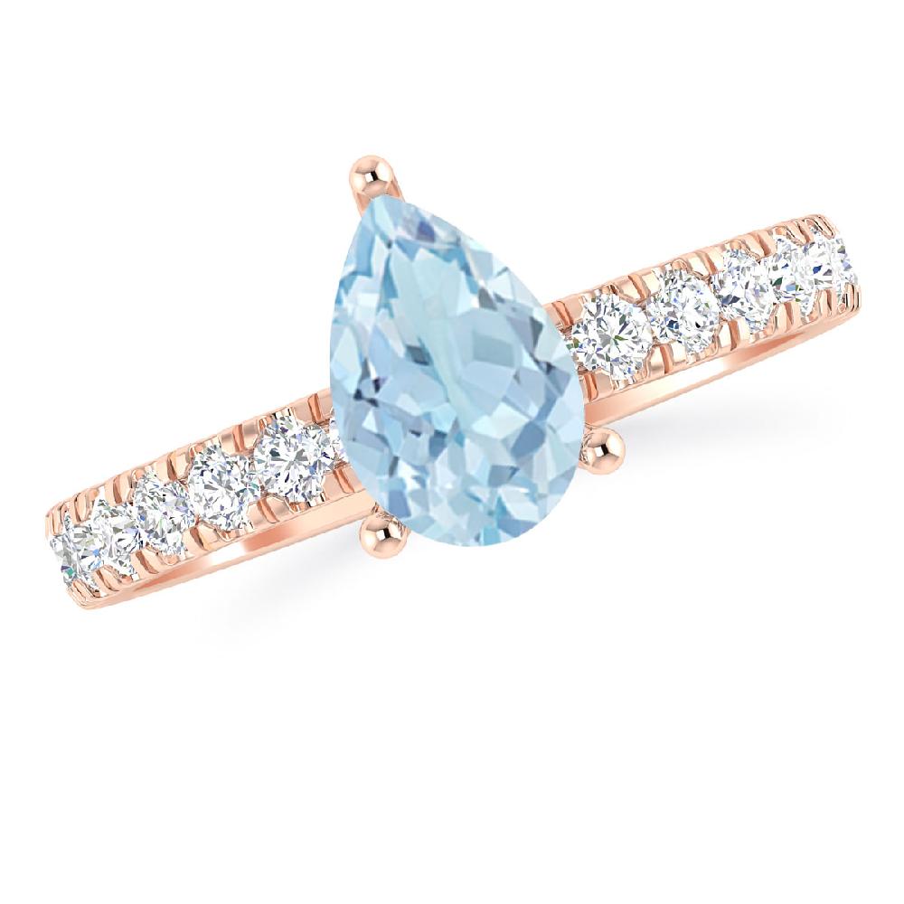 Rose Gold - Aquamarine