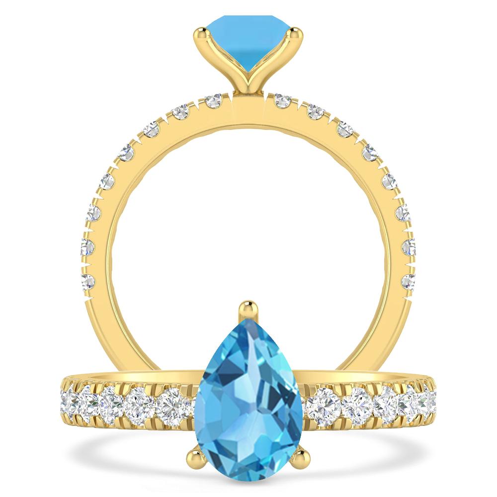 Yellow Gold - Blue Topaz