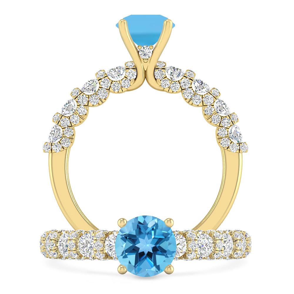 Yellow Gold - Blue Topaz