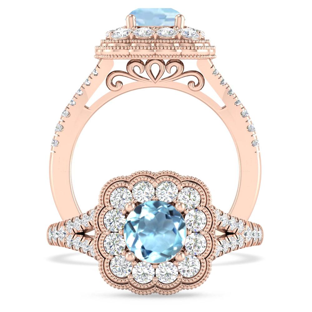 Rose Gold - Aquamarine