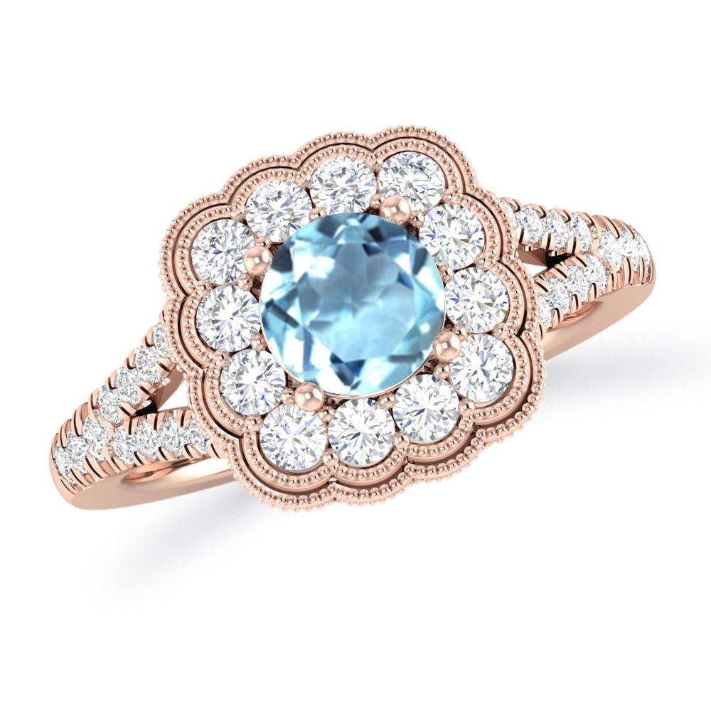 Rose Gold - Aquamarine