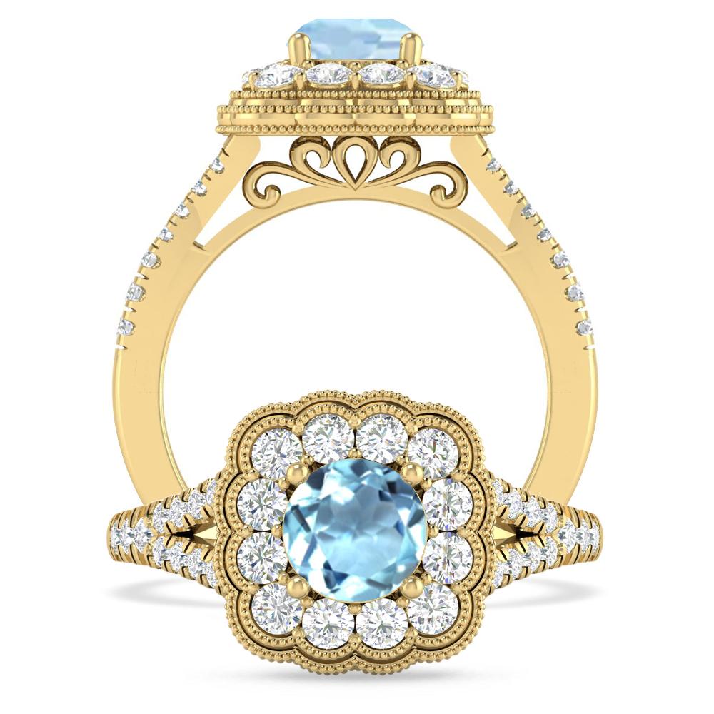 Yellow Gold - Aquamarine