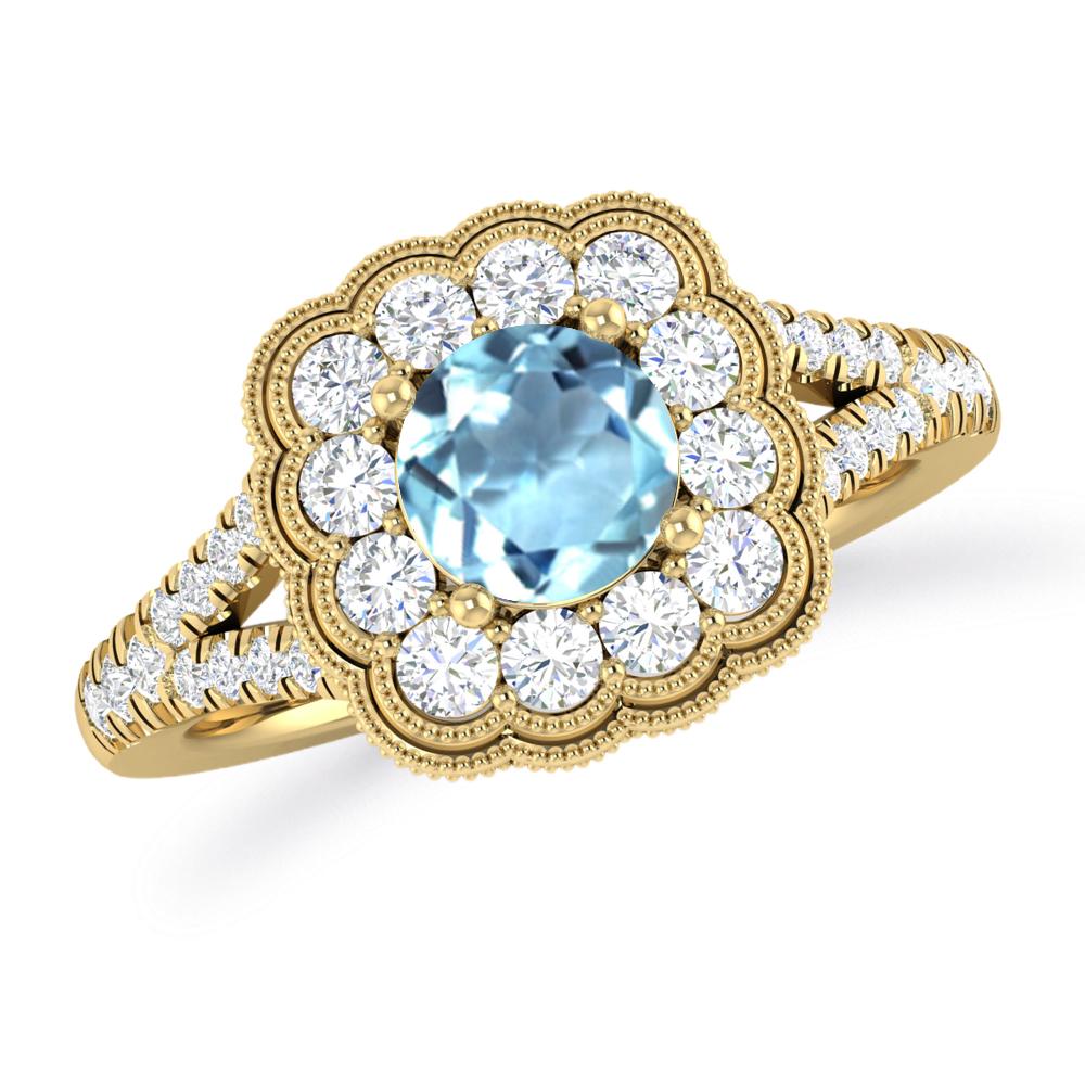 Yellow Gold - Aquamarine