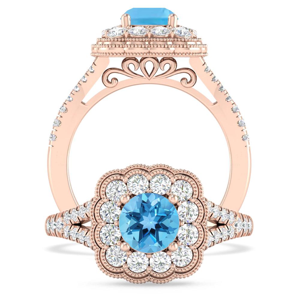 Rose Gold - Blue Topaz
