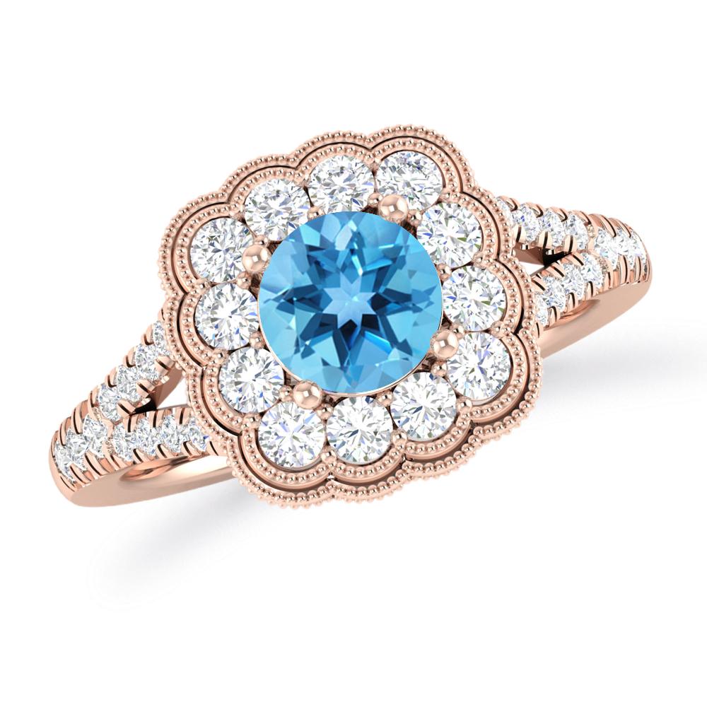 Rose Gold - Blue Topaz
