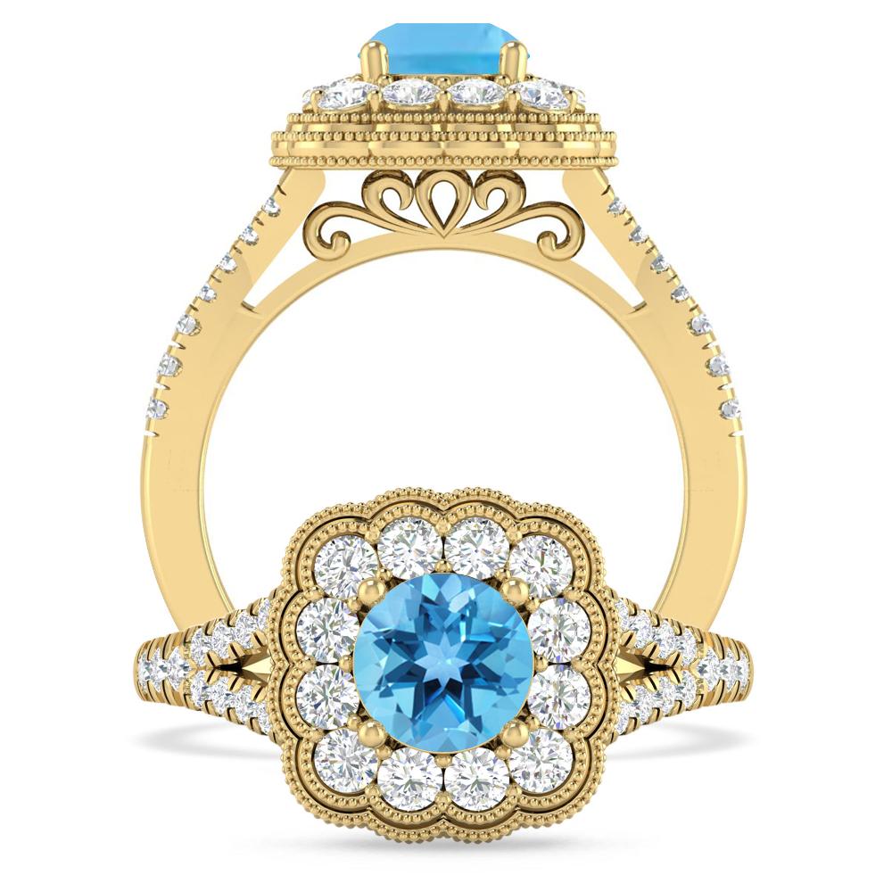Yellow Gold - Blue Topaz