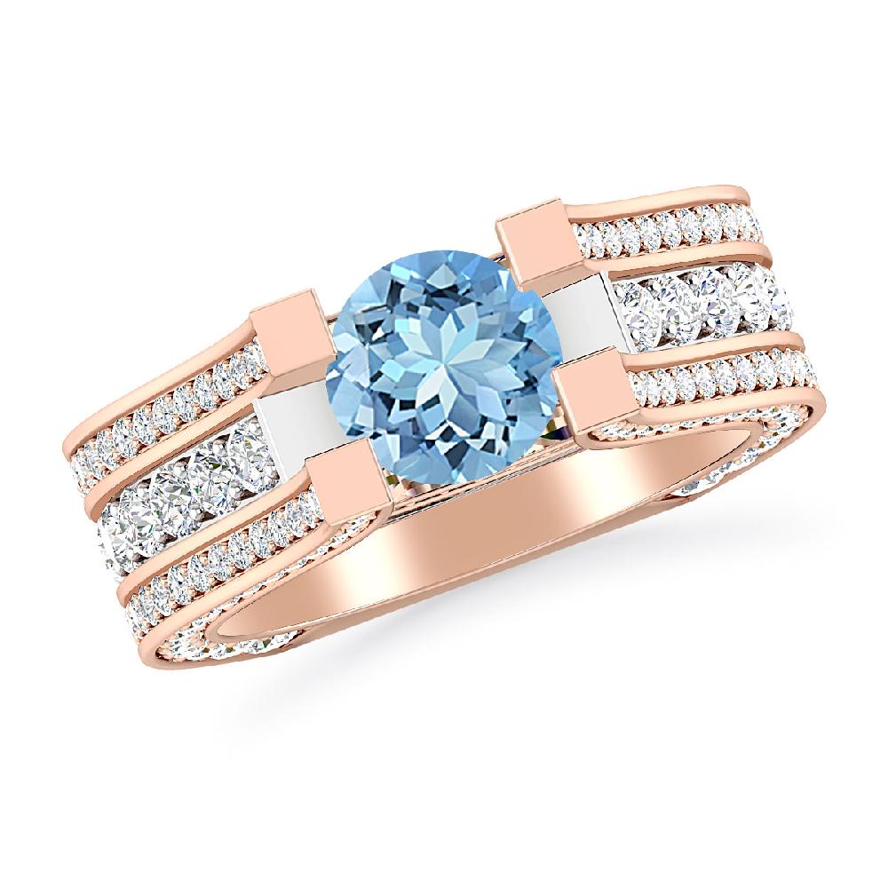 Rose Gold - Aquamarine
