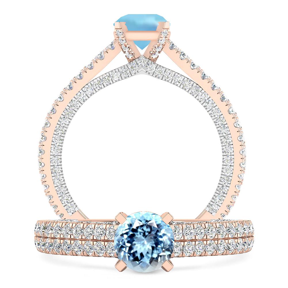 Rose Gold - Aquamarine