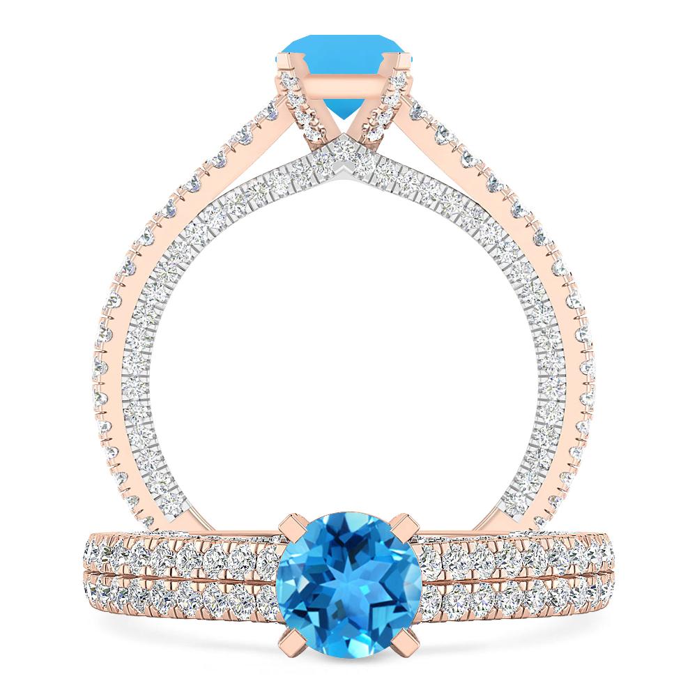 Rose Gold - Blue Topaz