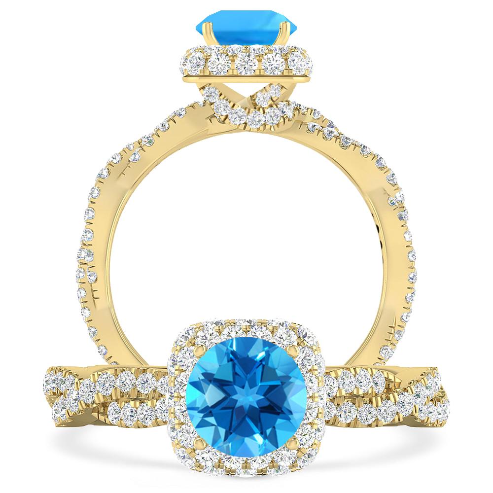 Yellow Gold - Blue Topaz