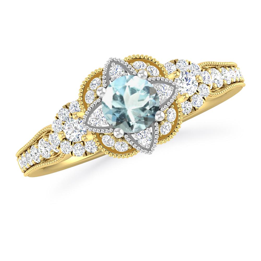 Yellow Gold - Aquamarine