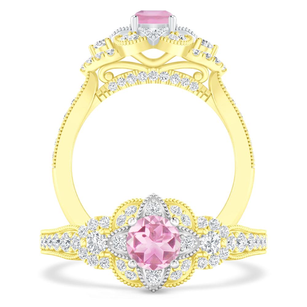 Yellow Gold - Pink Tourmaline