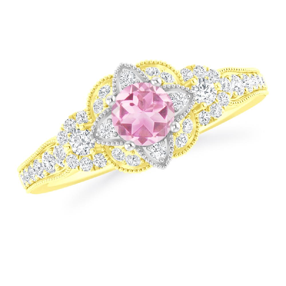 Yellow Gold - Pink Tourmaline
