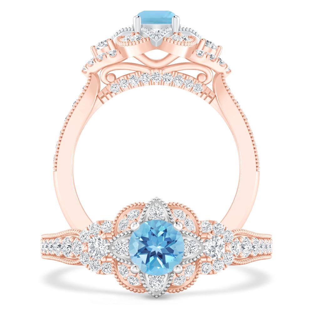 Rose Gold - Blue Topaz