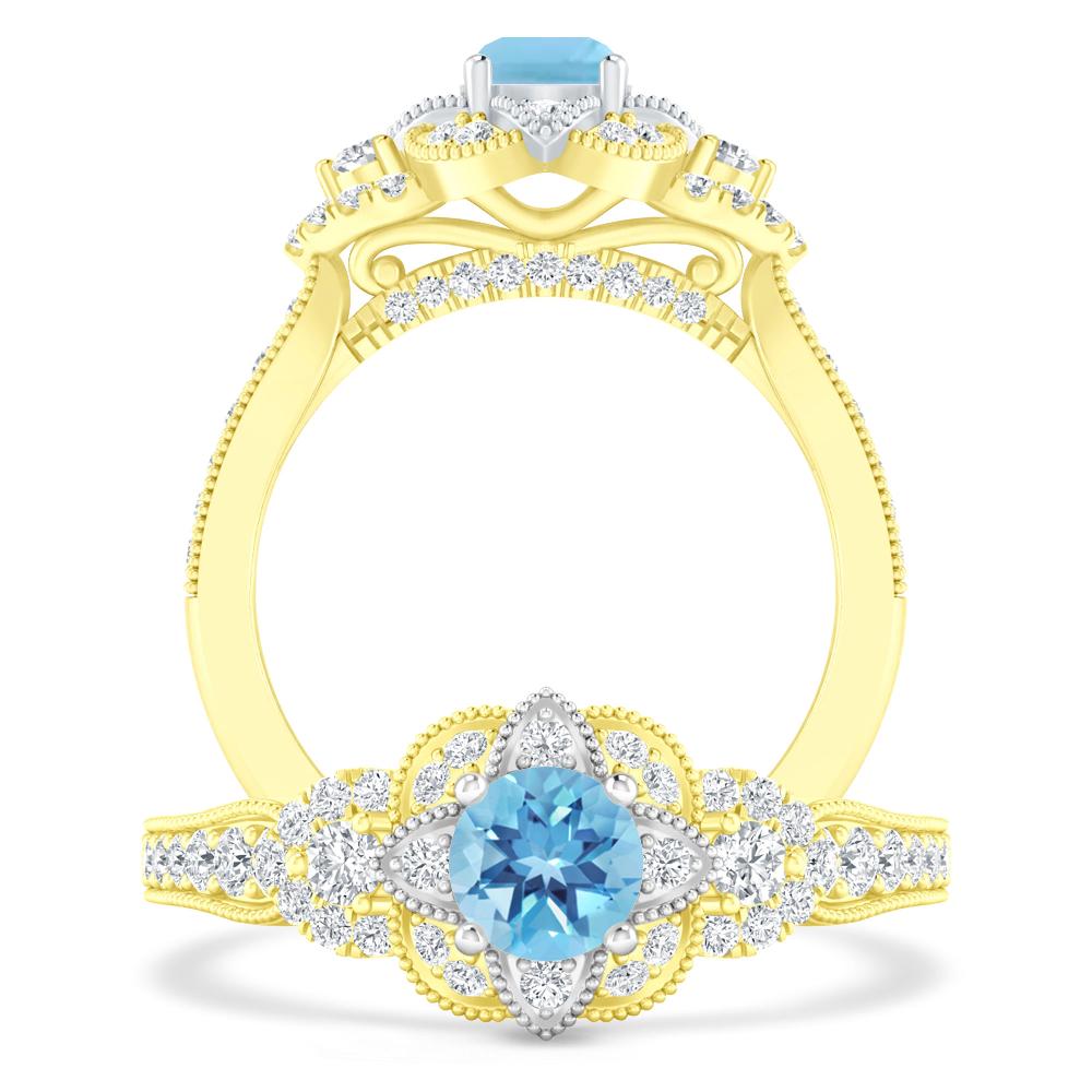 Yellow Gold - Blue Topaz