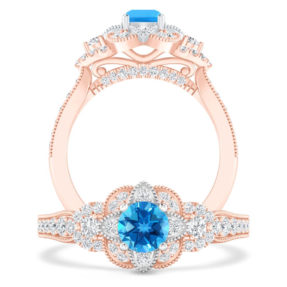 Rose Gold - Blue Topaz
