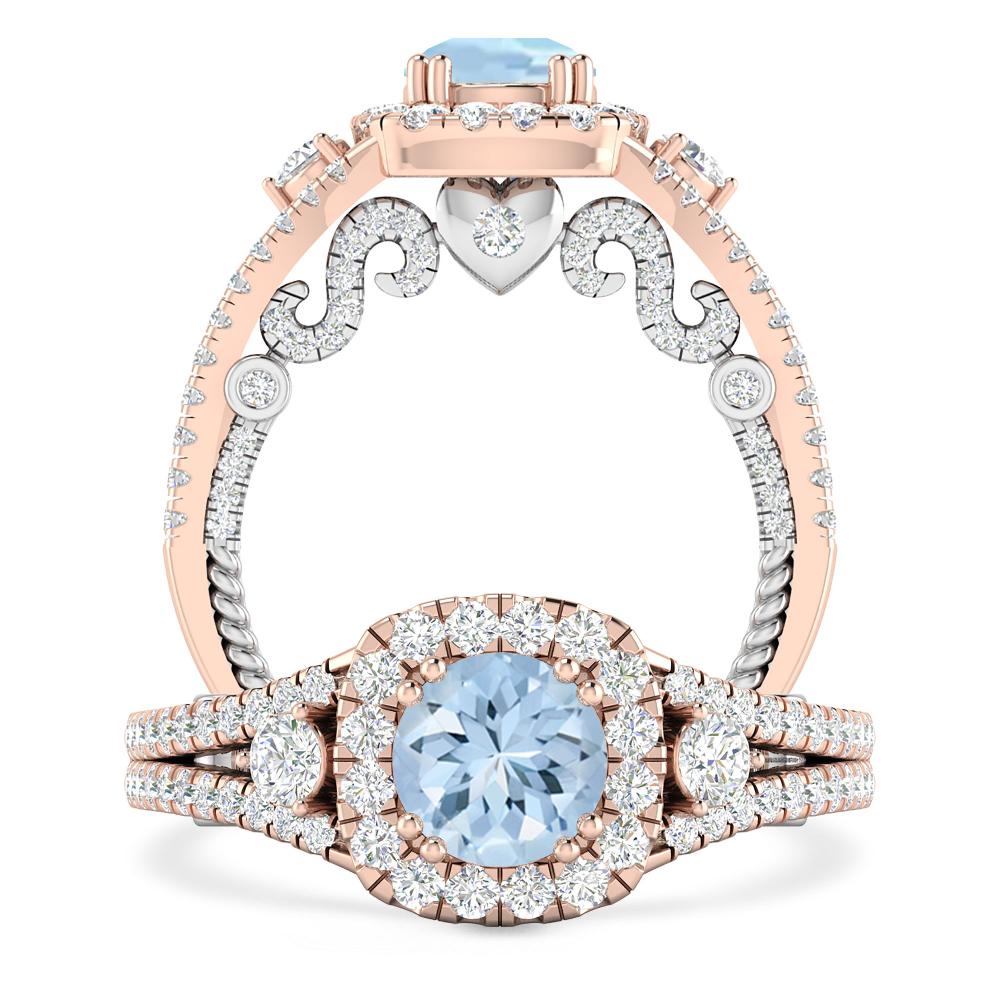 Rose Gold - Aquamarine