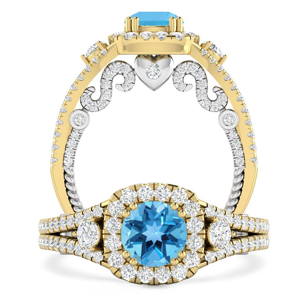 Yellow Gold - Blue Topaz