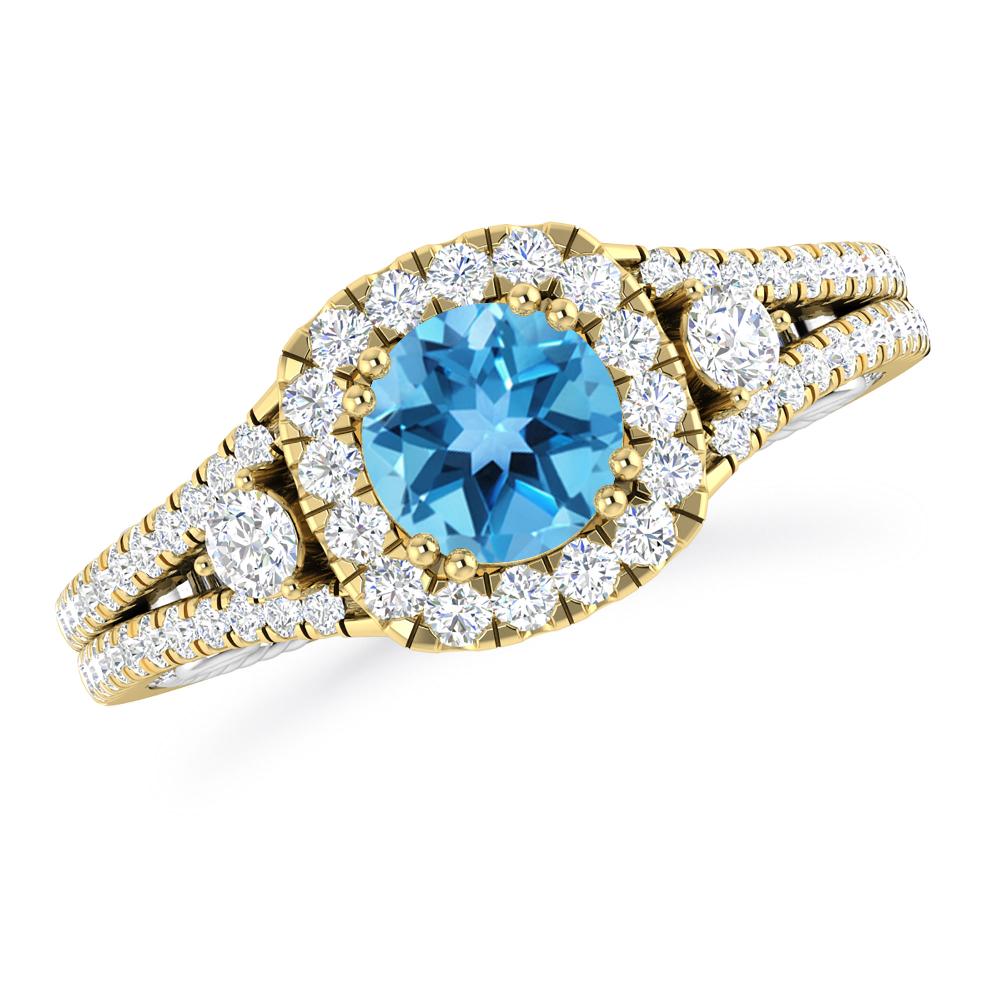 Yellow Gold - Blue Topaz
