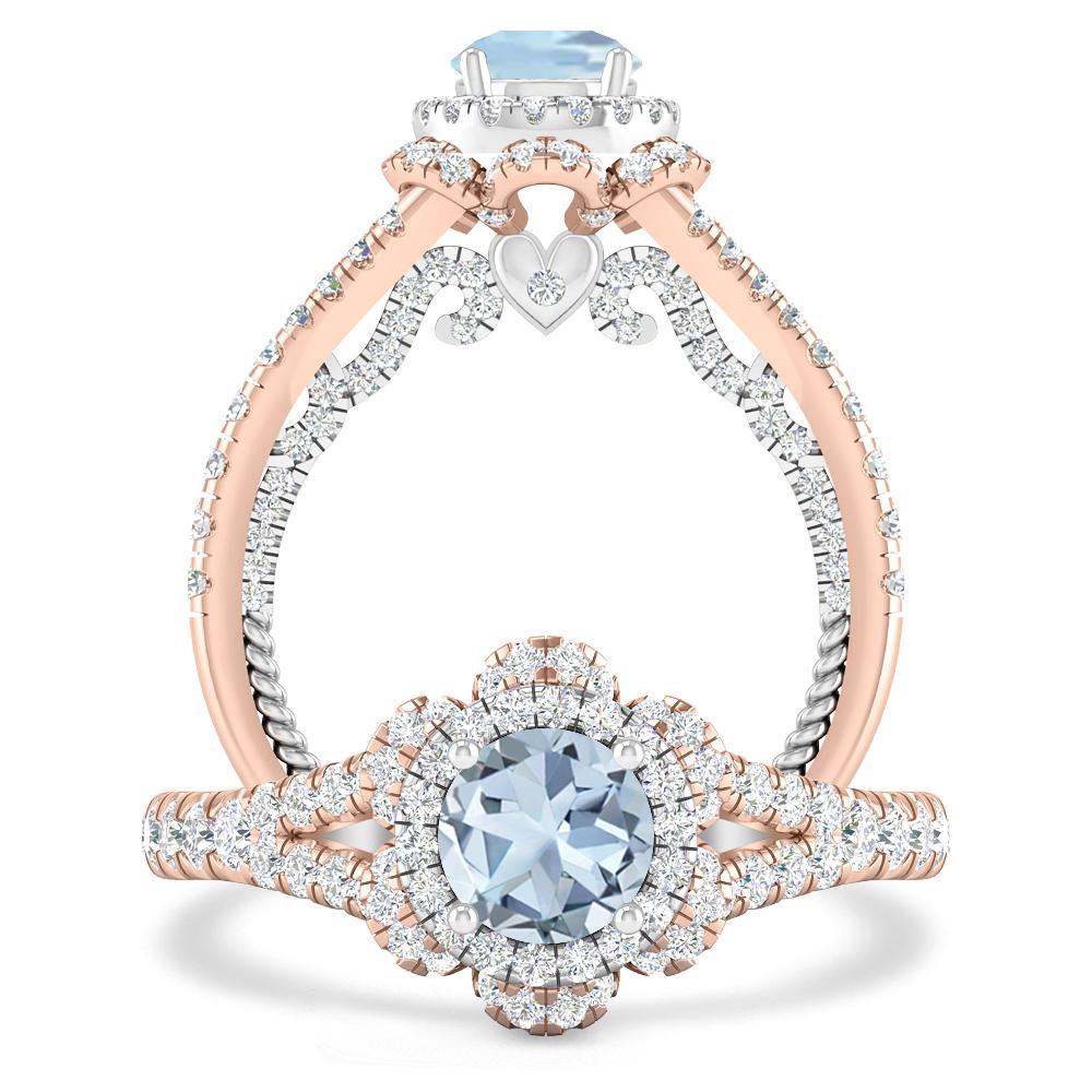 Rose Gold - Aquamarine