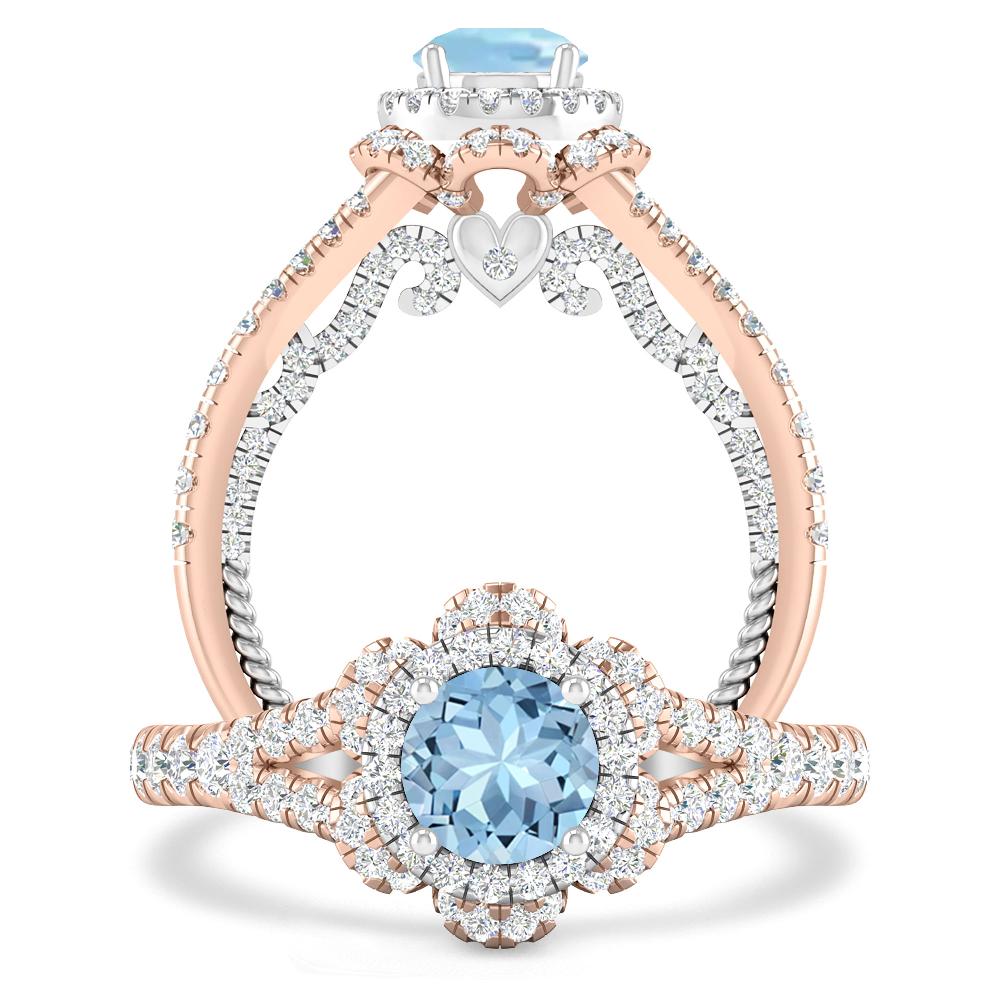 Rose Gold - Aquamarine