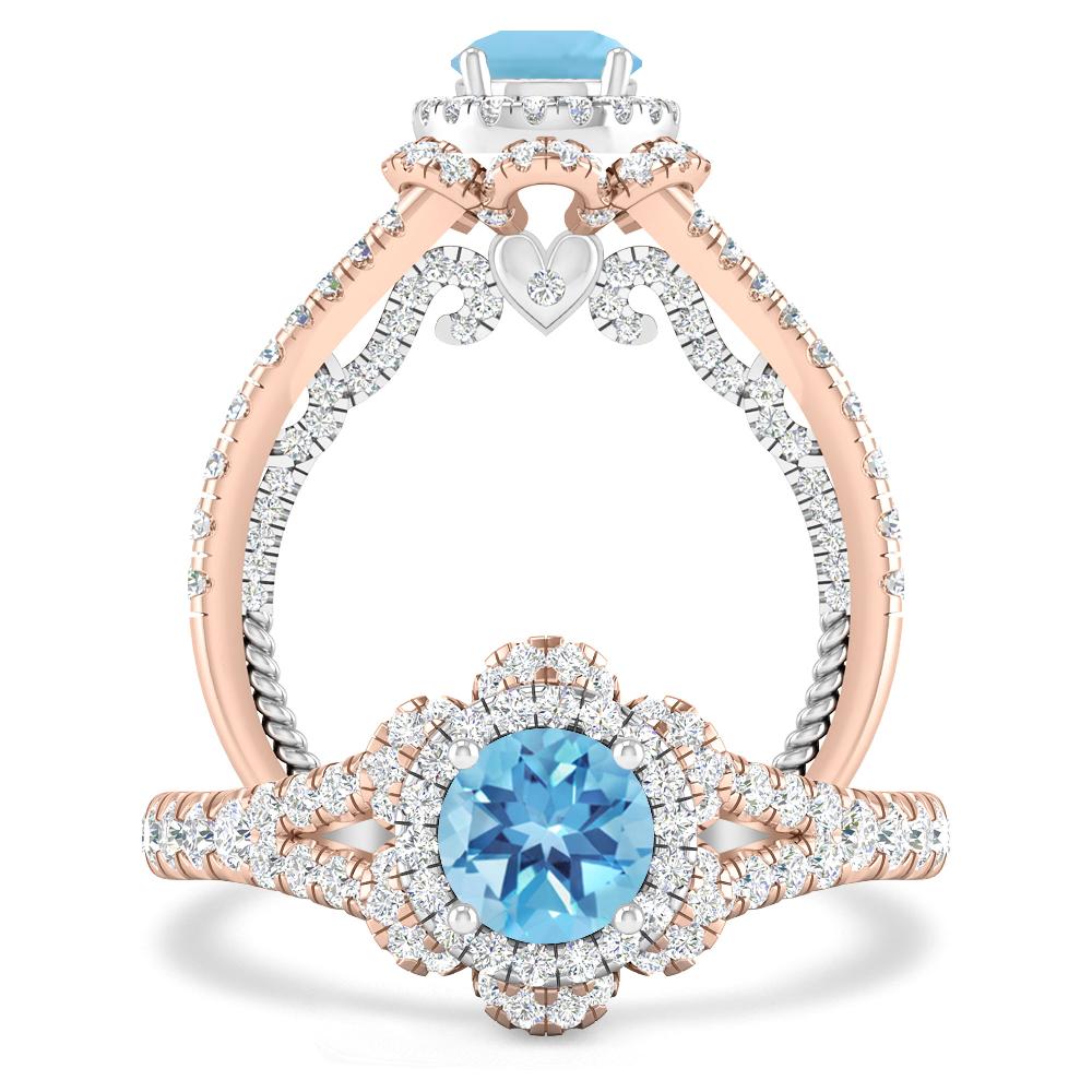 Rose Gold - Blue Topaz