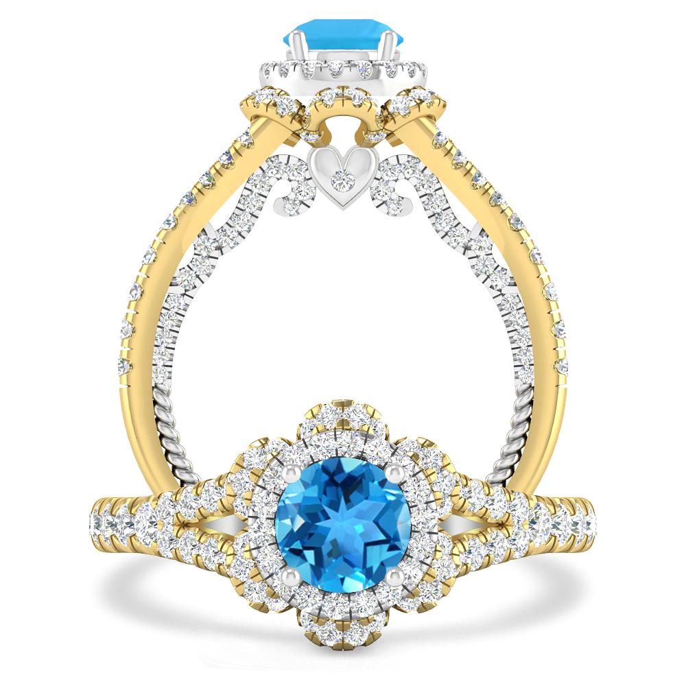 Yellow Gold - Blue Topaz