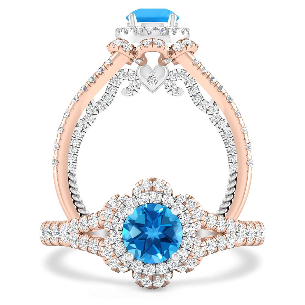 Rose Gold - Blue Topaz