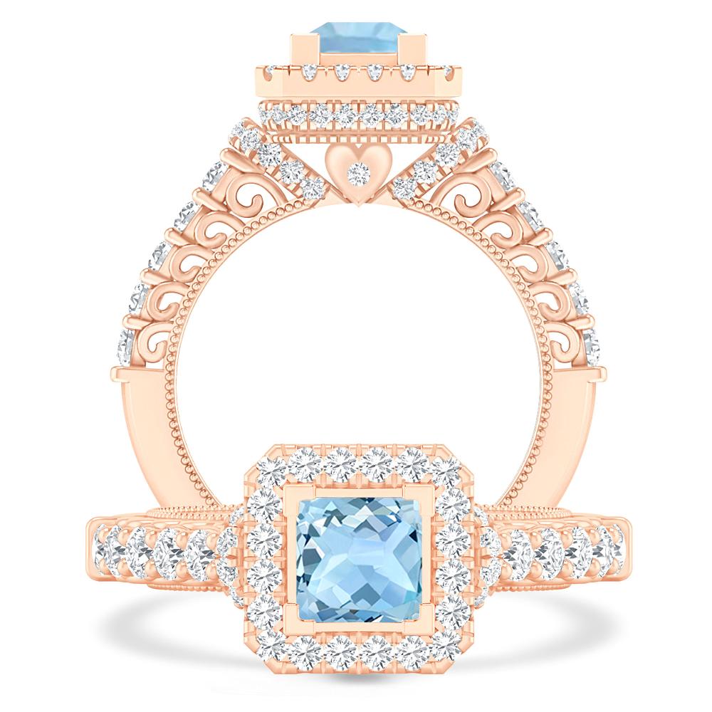 Rose Gold - Aquamarine