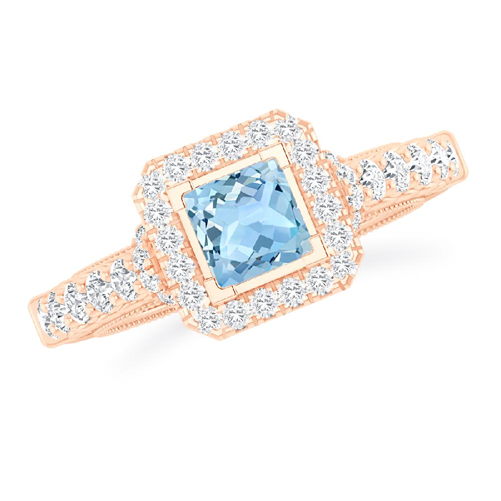 Rose Gold - Aquamarine