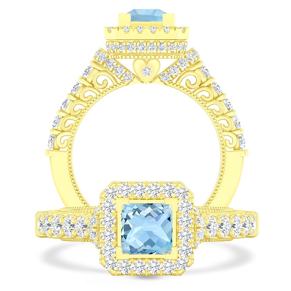 Yellow Gold - Aquamarine