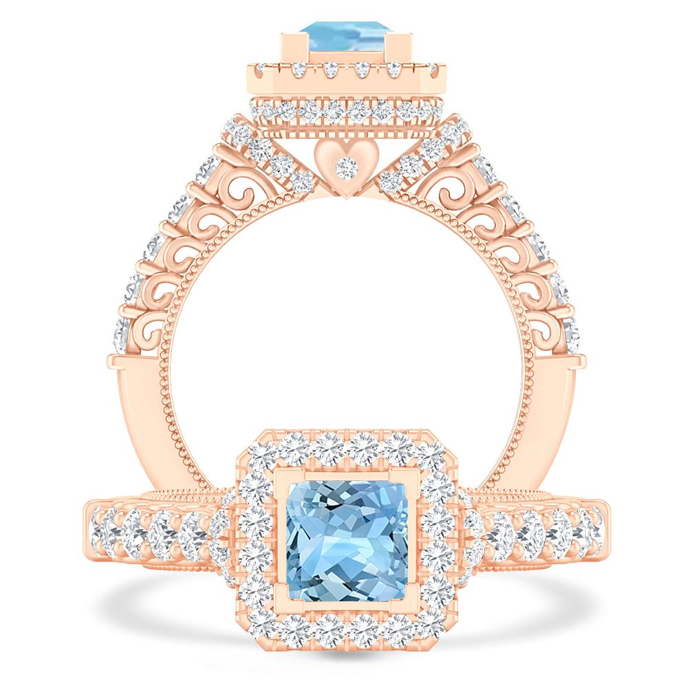 Rose Gold - Aquamarine