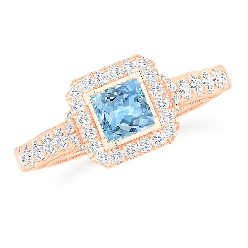 Rose Gold - Aquamarine