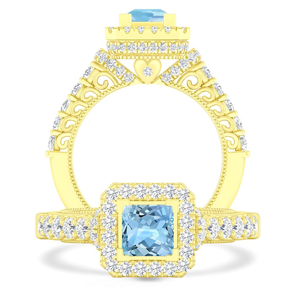 Yellow Gold - Aquamarine