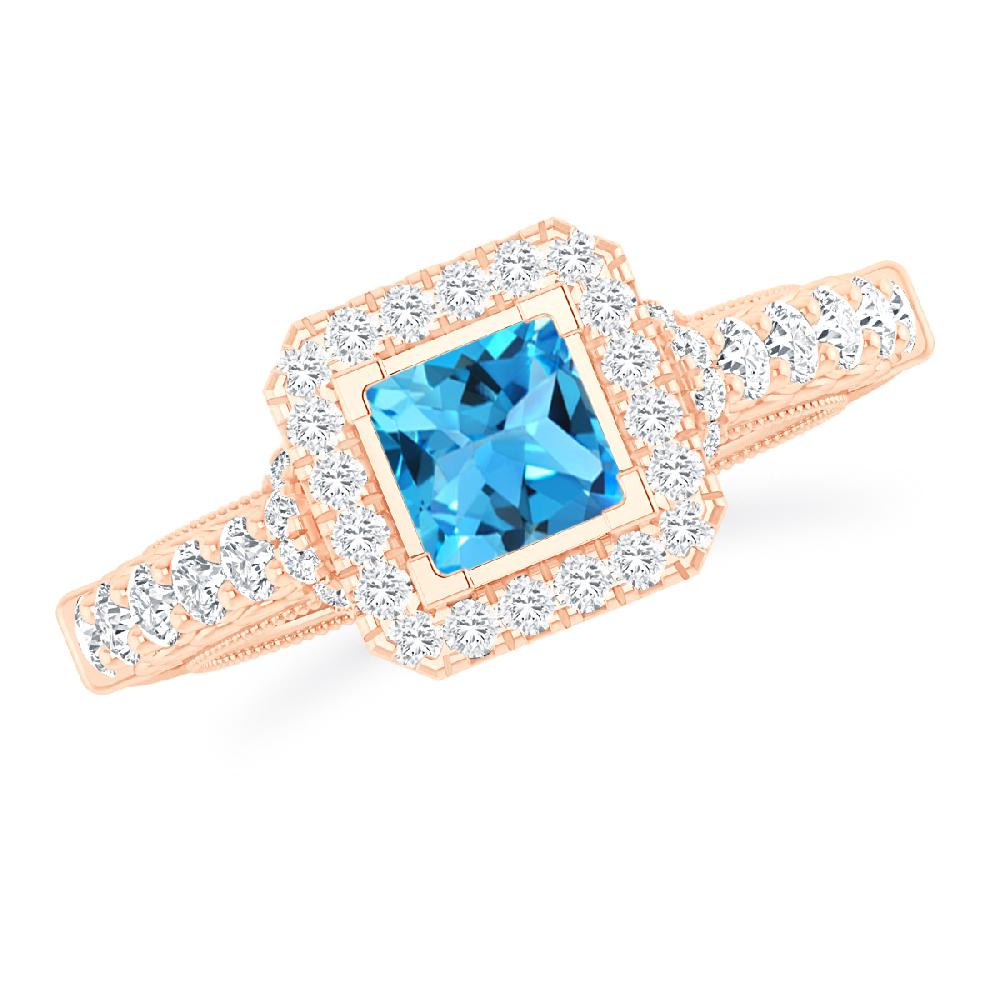 Rose Gold - Blue Topaz