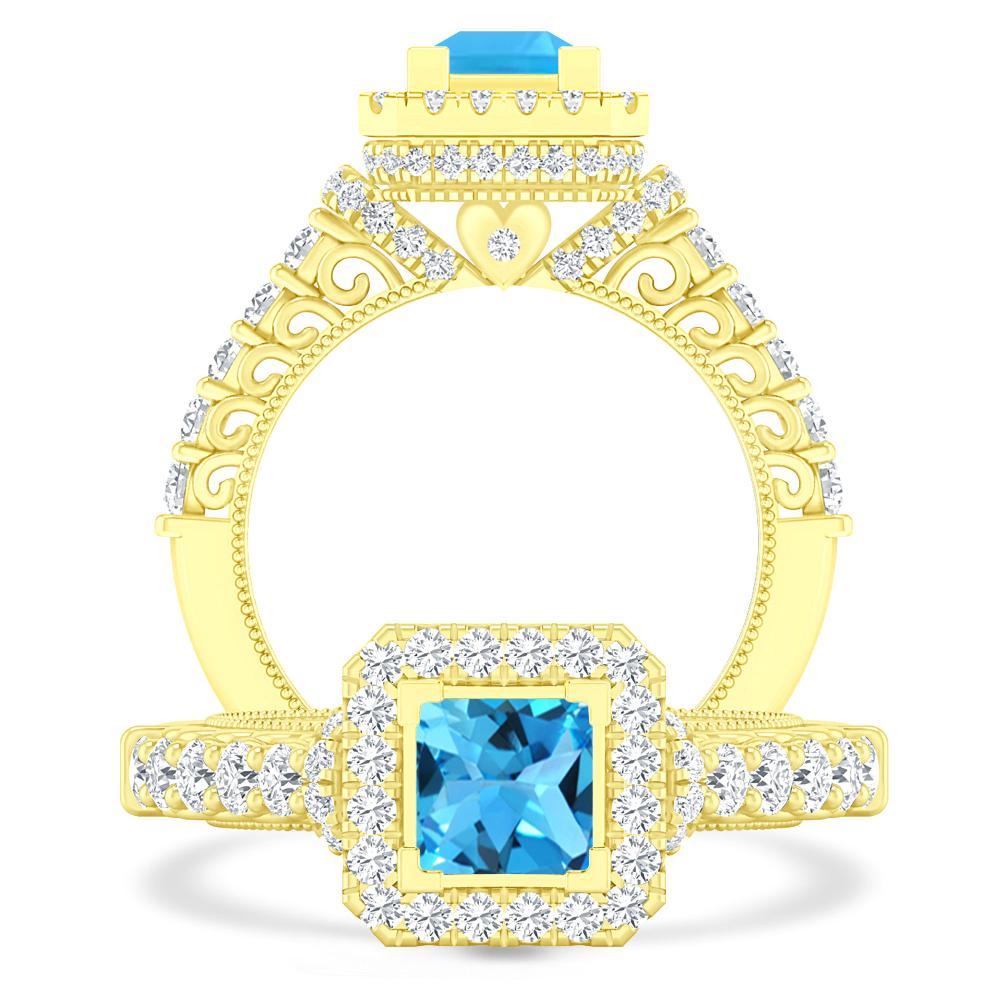 Yellow Gold - Blue Topaz