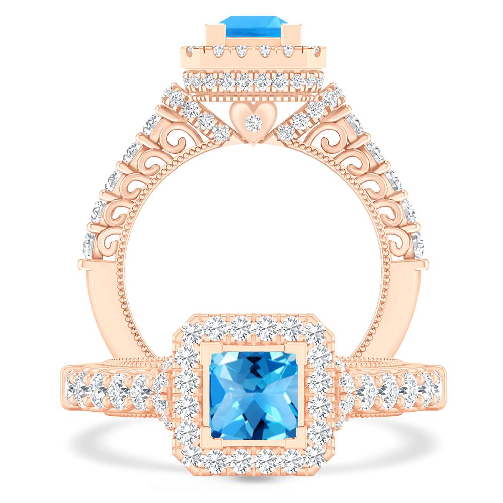 Rose Gold - Blue Topaz