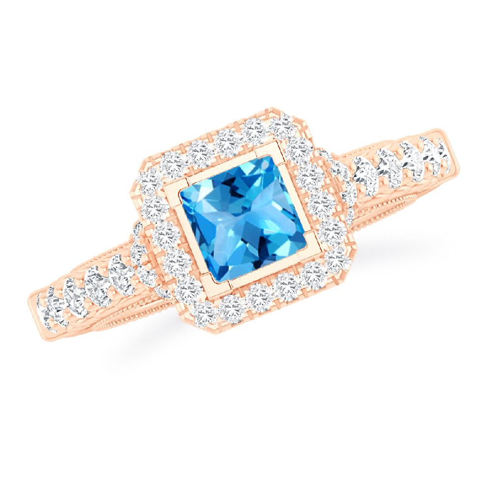 Rose Gold - Blue Topaz