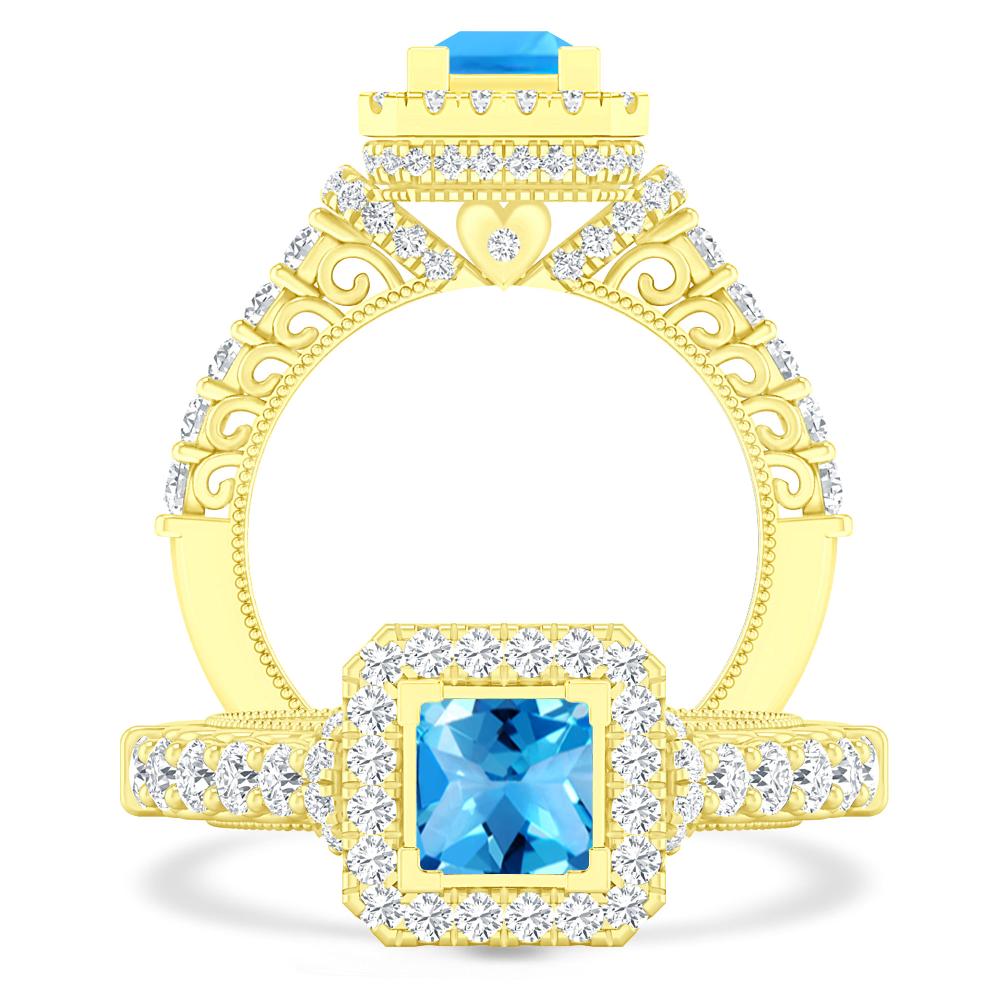 Yellow Gold - Blue Topaz