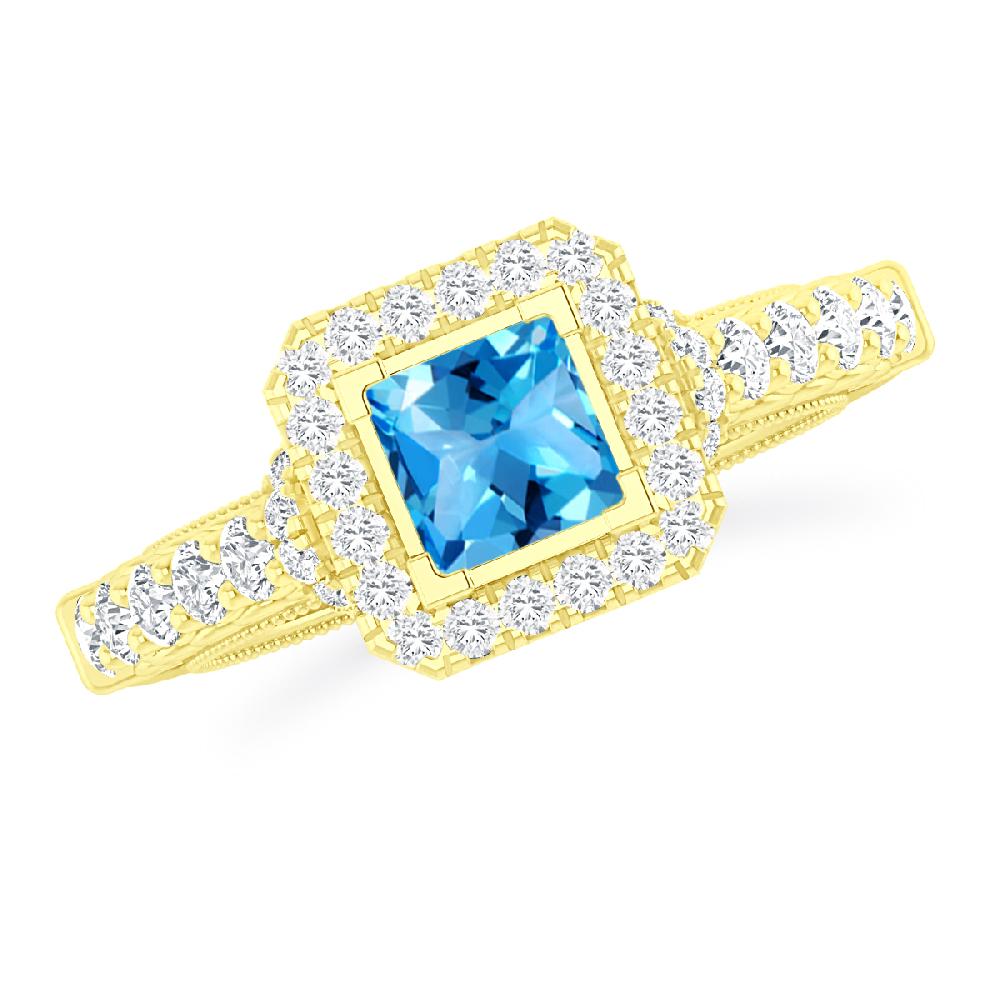 Yellow Gold - Blue Topaz