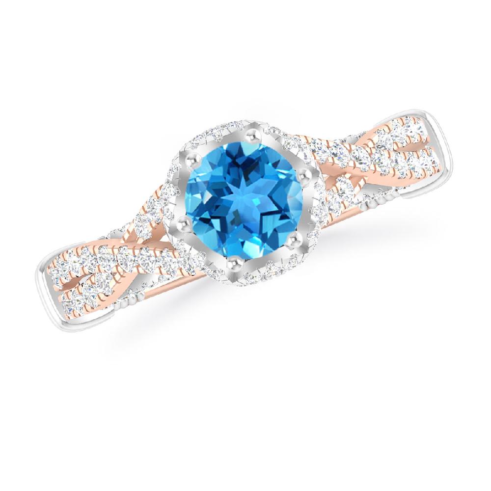 Rose Gold - Blue Topaz