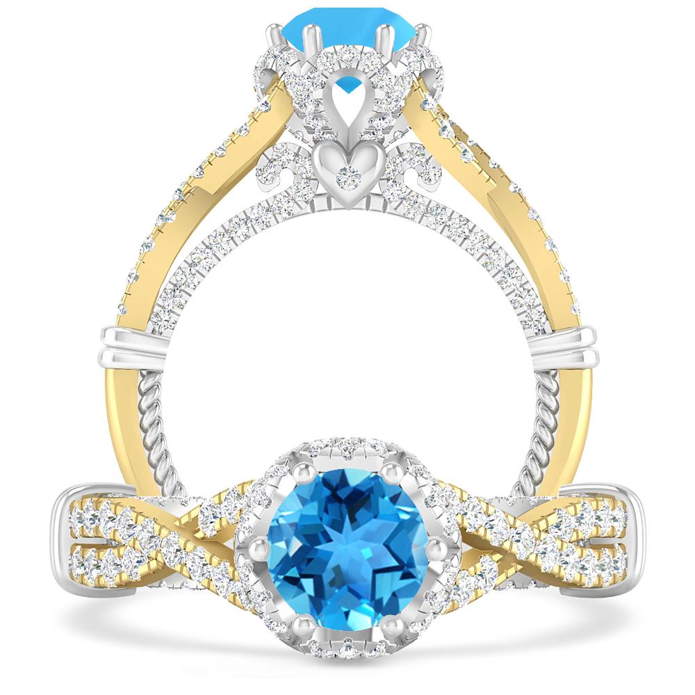 Yellow Gold - Blue Topaz