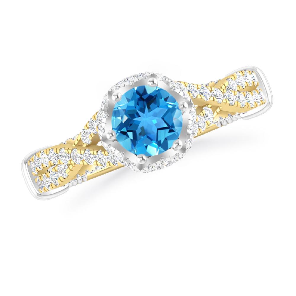 Yellow Gold - Blue Topaz
